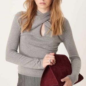 Abercrombie & Fitch Gray Twist-Front detail top in charcoal